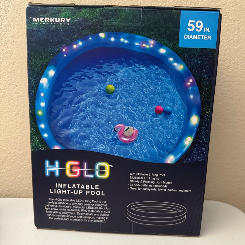 HGlo Inflatable LED 3-Ring Pool 59" Diameter - Picture 3 of 6